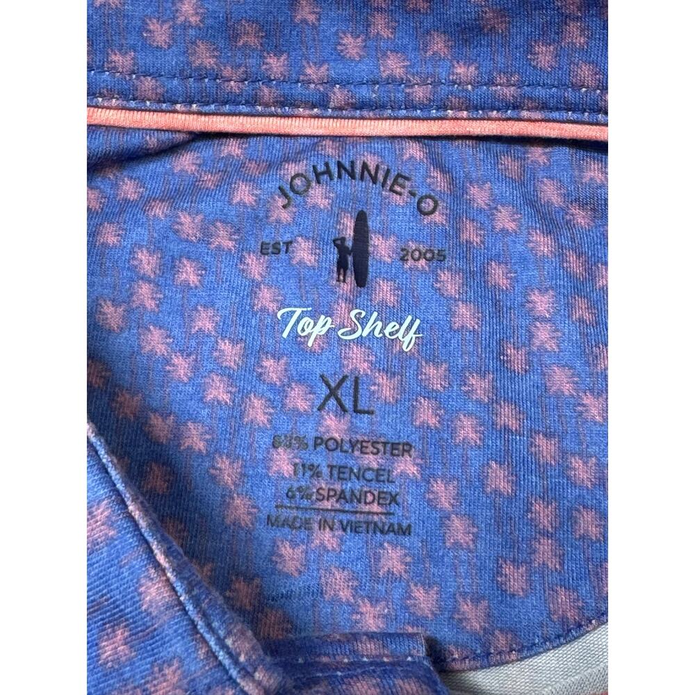 Johnnie-O Top Shelf Blue Pink Polo Size XL Palm Tree Graphic Bahama Flag Logo - Picture 4 of 11